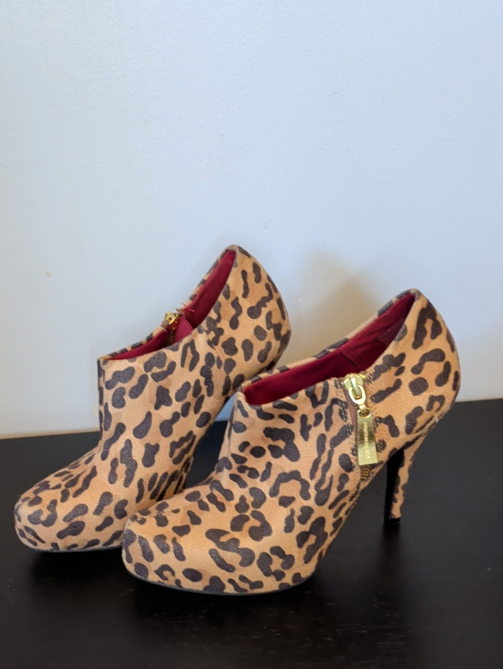 Christian Siriano Leopard Print High Heel Ankle Booties - Tan/Black